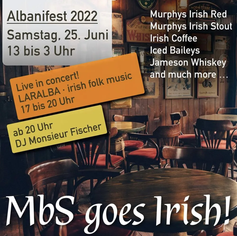 Flyer «MbS goes Irish» mit DJ Monsieur Fischer