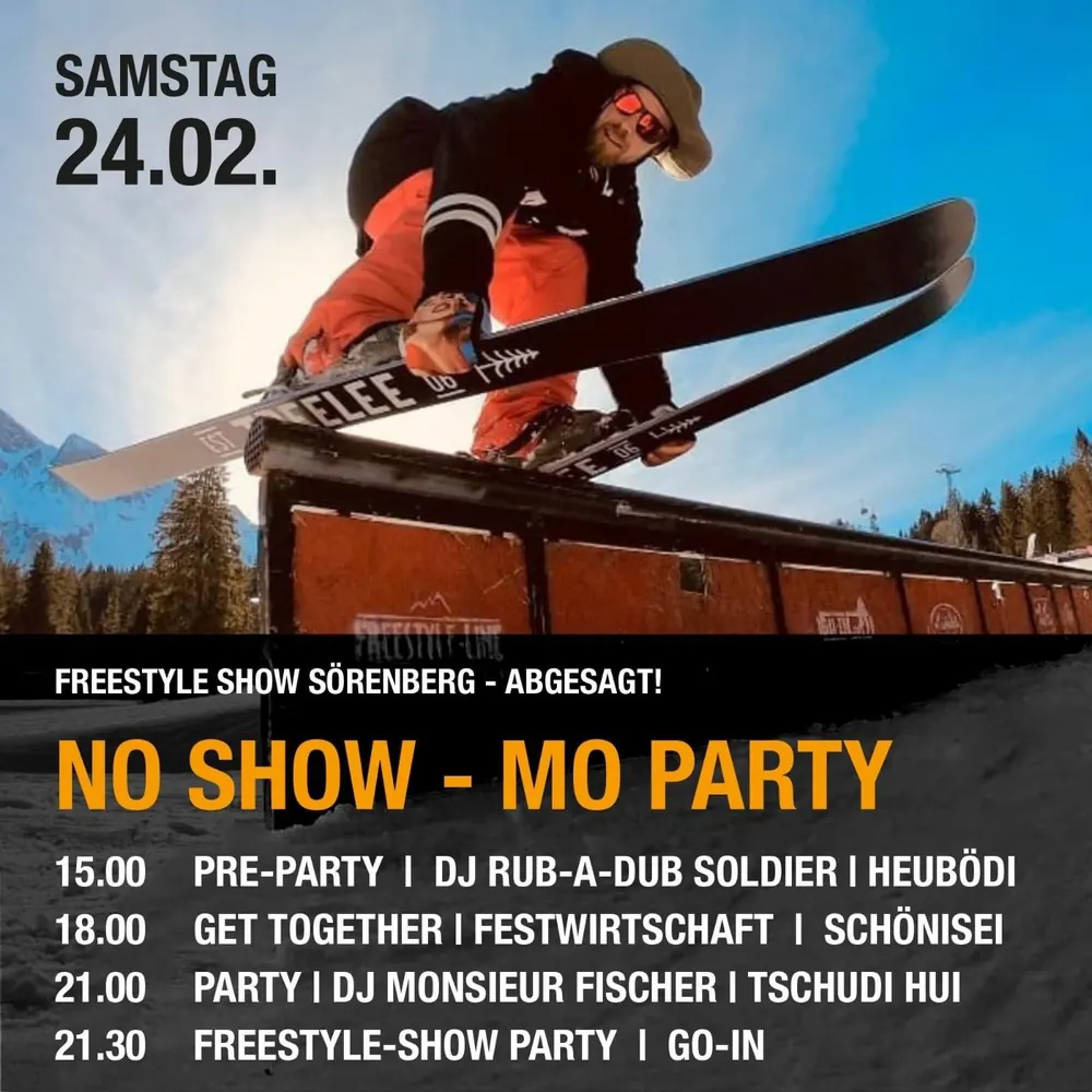 Flyer «No Show – Mo Party», Sörenberg