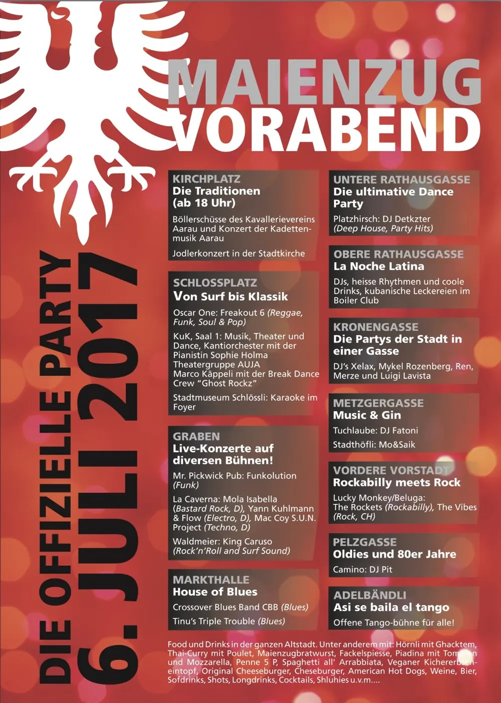 Plakat zur offiziellen Party am Maienzug-Vorabend, Aarau